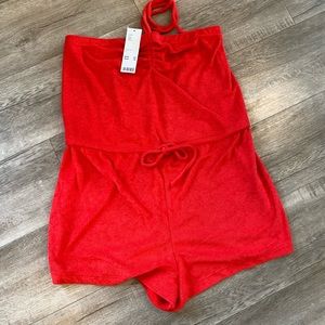 Red Terry Cloth Urban Outfitters Romper